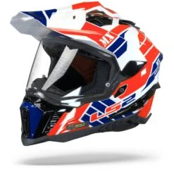 LS2 MX701 Explorer Atlantis Glans Wit Rood Blauw Adventure Helm -Optimaal Motoruitrusting Winkel Ls2 mx701 explorer atlantis white blue red.06