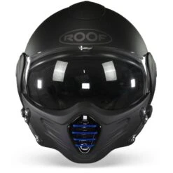 ROOF Roadster Iron Mat Zwart Blauw Jethelm -Optimaal Motoruitrusting Winkel Roof roadster iron mat black blue.01