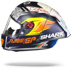 Shark Race-R Pro GP Oliveira Signature Mat Blauw Zilver Wit BSW Integraalhelm -Optimaal Motoruitrusting Winkel Shark race r pro gp oliveira signature mat blue silver white bsw.11