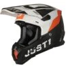 Just1 Helmet J-22 Adrenaline Oranje Wit Carbon Mat Crosshelm -Optimaal Motoruitrusting Winkel just1 helmet j 22 adrenaline orange white carbon matt
