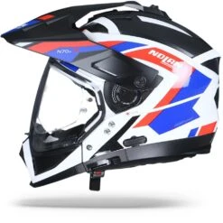 Nolan N70-2 X Grandes Alpes 26 Metal Wit Blauw Rood Multihelm -Optimaal Motoruitrusting Winkel nolan n70 2 x grandes alpes 026.10 1