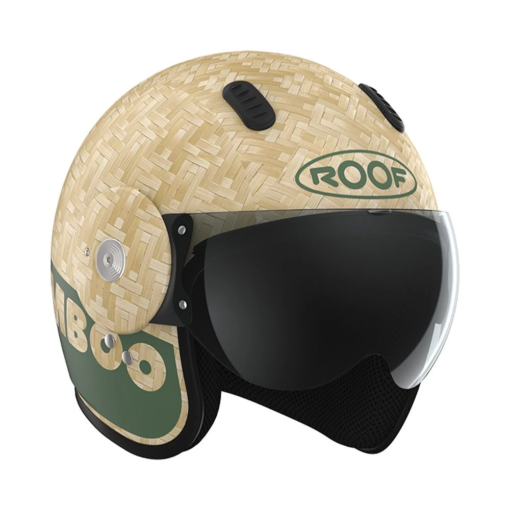 ROOF Bamboo Pure Mat Khaki Jet Helm 6 ROOF Bamboo Pure Mat Khaki Jet Helm - Afbeelding 4