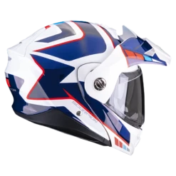 Scorpion ADX-2 Camino Pearl Wit-Blauw-Rood Adventure Helm -Optimaal Motoruitrusting Winkel scorpion adx 2 camino pearl white blue red 2