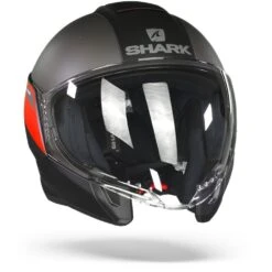 Shark Citycruiser Karonn Mat Zwart Antraciet Rood KAR Jethelm -Optimaal Motoruitrusting Winkel shark citycruiser karonn mat black anthracite red kar.35