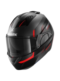 Shark Evo ES Kryd Mat Antraciet Zwart Rood AKR Systeemhelm -Optimaal Motoruitrusting Winkel shark evo es kryd mat anthracite black red akr 1
