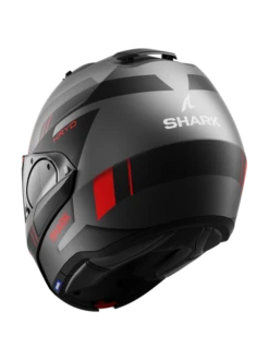 Shark Evo ES Kryd Mat Antraciet Zwart Rood AKR Systeemhelm -Optimaal Motoruitrusting Winkel shark evo es kryd mat anthracite black red akr 2