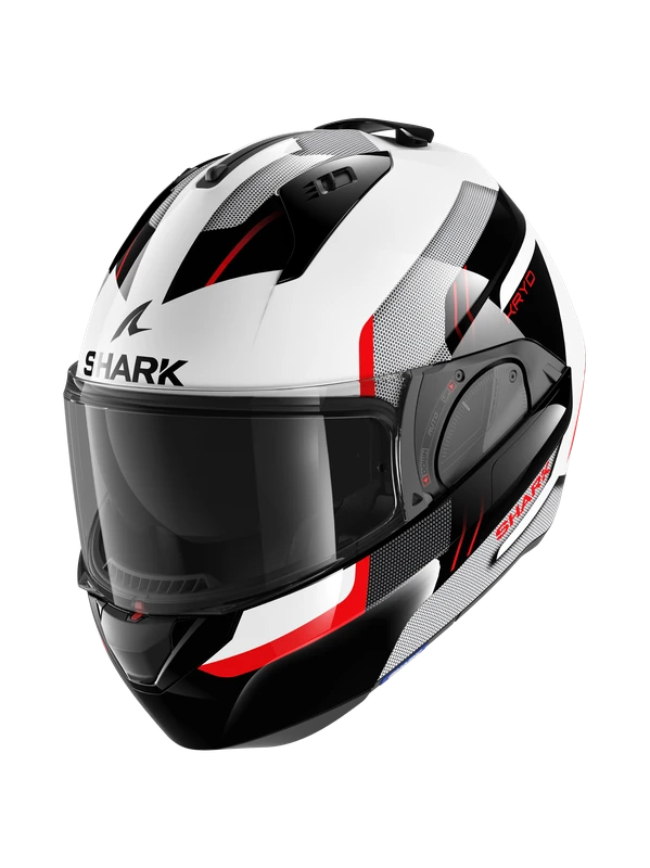 Shark Evo ES Kryd Wit Zwart Rood WKR Systeemhelm 3 Shark Evo ES Kryd Wit Zwart Rood WKR Systeemhelm