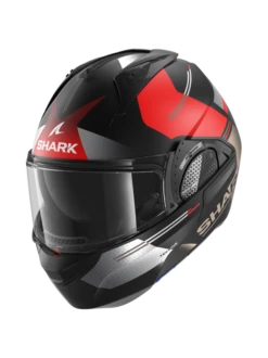 Shark Evo GT Tekline Mat Zwart Chrom Rood KUR Systeemhelm -Optimaal Motoruitrusting Winkel shark evo gt tekline mat black chrom red kur 1
