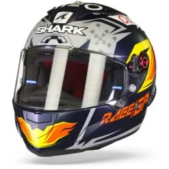 Shark Race-R Pro GP Oliveira Signature Mat Blauw Zilver Wit BSW Integraalhelm -Optimaal Motoruitrusting Winkel shark race r pro gp oliveira signature mat blue silver white bsw frontpage